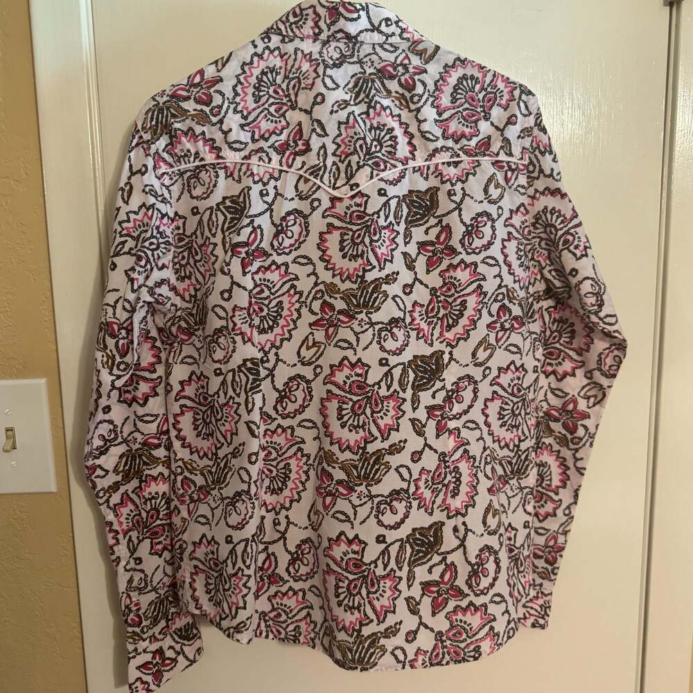 Panhandle Slim Women’s Medium Western Pearl Snap Paisley Floral Cotton Shirt M - Picture 8 of 12